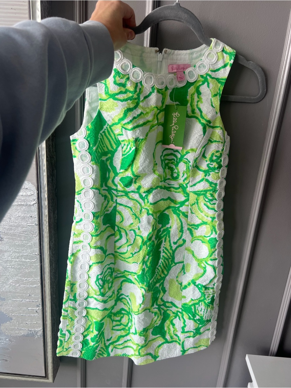 Lilly Pulitzer Ladies Green & White Floral Cotton Mini Shift Dress - Size 0